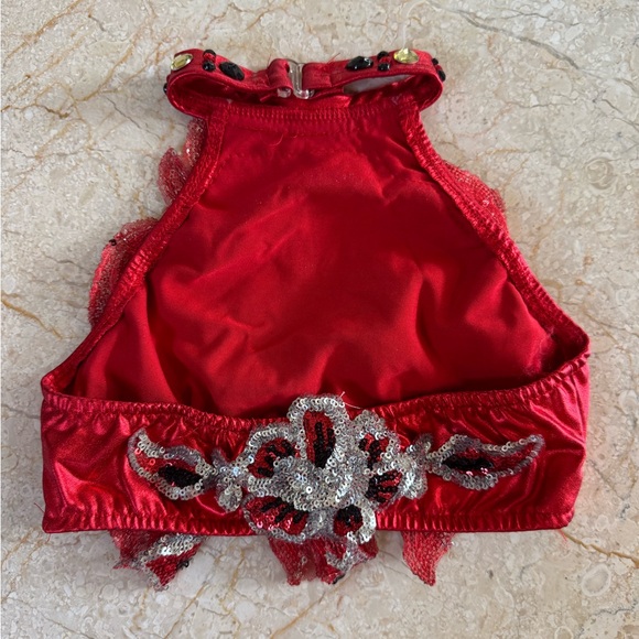 Glamour Costumes Red Sequin 2 Piece Dance Costume - Picture 3 of 13